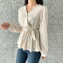^#Cheap shintimes Sexy V-Neck Chiffon Blouse Sashes Ladies Tops 2020 Fall Long Sleeve Shirt Women Blouses Shirts Korean woman Clothes ^#Cheap shintimes Sexy V-Neck Chiffon Blouse Sashes Ladies Tops 2020 Fall Long Sleeve Shirt Women Blouses Shirts Korean woman Clothes