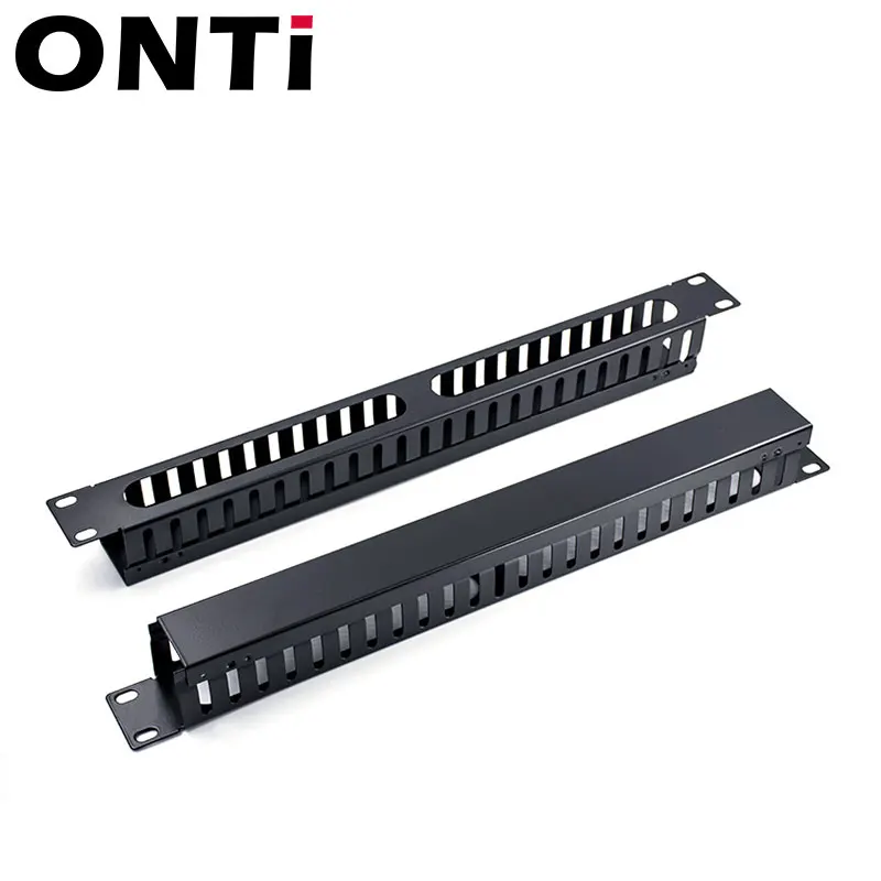 ONTi-Servidor Rack com Tampa, Gerenciamento de Cabos, Montagem Horizontal, Duto De Dedo De Metal, Organizador De Arame, 12, 24 Slot, 19 