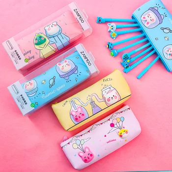 

23x10.5cm 3d Press Pu Letter Cartoon Animal Rabbit Cute Kawaii Pencil Bag & Case for School Kids Gift Stationery