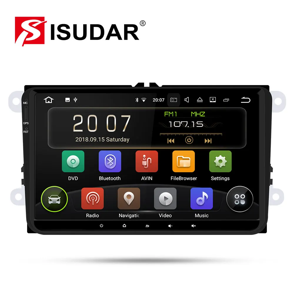 Isudar 1 Din Auto Radio Android 9 Für VW/Golf/POLO/Passat/Skoda/Fabia/Octavia /sitz/Leon Auto Multi