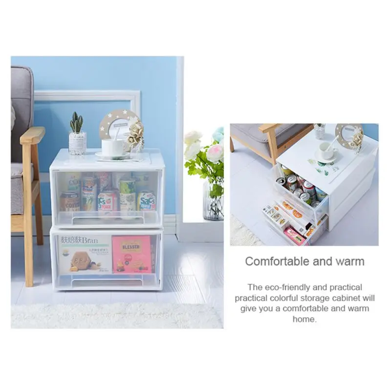 Stackable Storage Drawer Unit Plastic Transparent Stacking