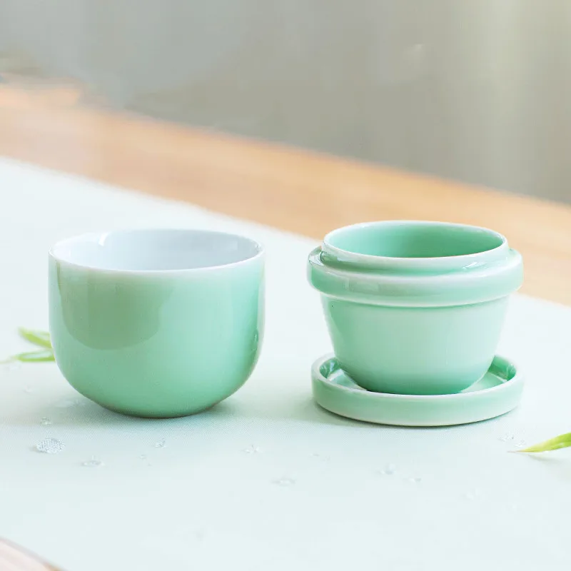 Стильный чайный сервиз из Celadon, чайный набор кунг-фу, чашка для личных путешествий, удобный чайный сервиз, Офисная Бытовая Питьевая утварь WSHYUFEI