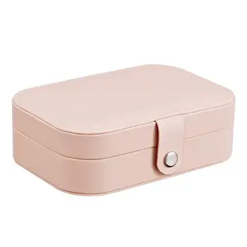 

1PC Portable Simple Storage Box Multifunctional Two Layers Container For Women Travel Small PU Leather Jewelry Case
