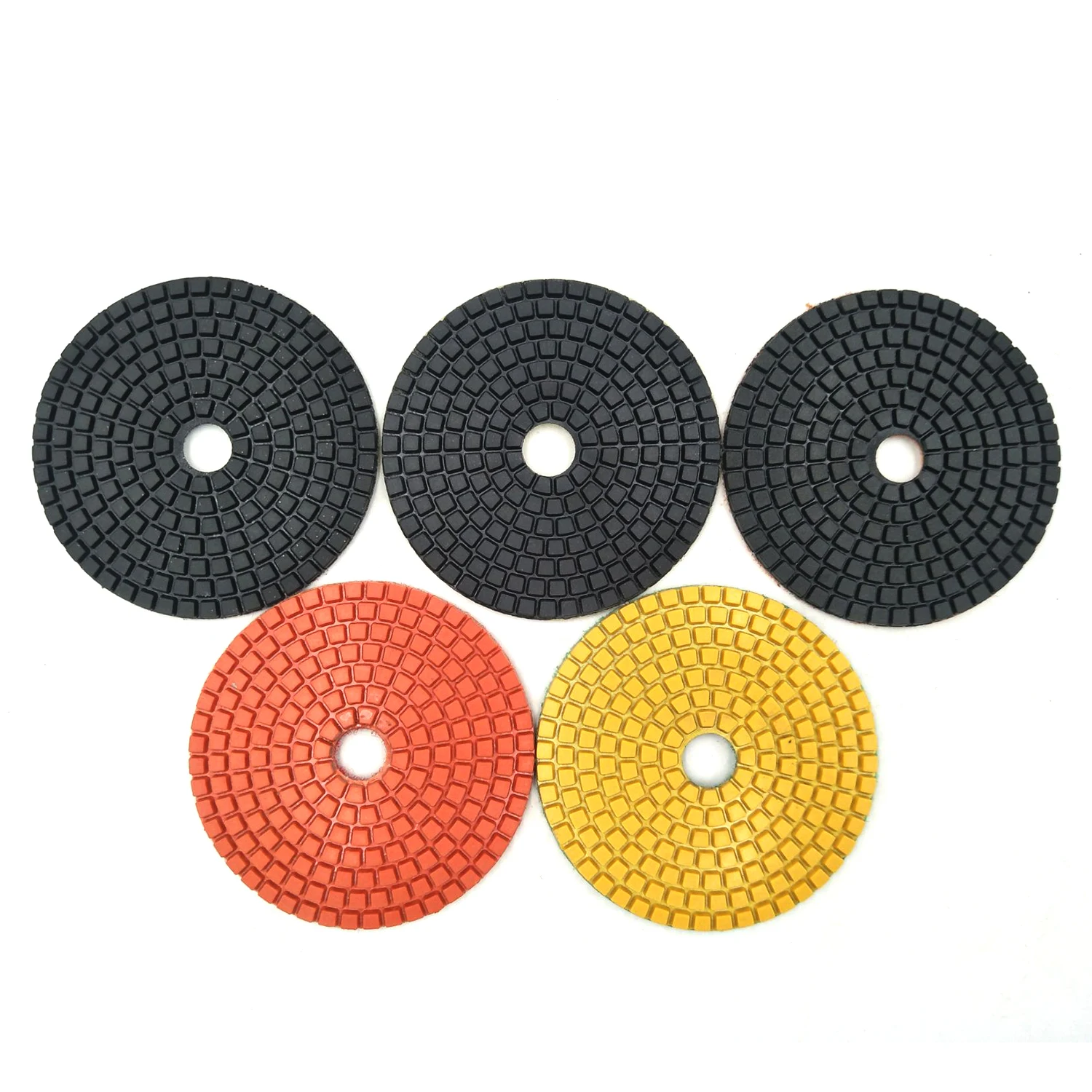 

New 5 PCS Stone Concrete Marble Quartz Granite 4 Inch Diamond Wet Sanding Polishing Polisher Pads Kit Tools for Wet Grinder Poli