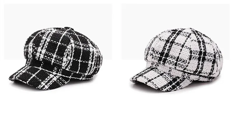 SILOQIN берет для женщин осень зима тренд мода ткань в клеточку береты Snapback Регулируемый размер элегантные женские брендовые шапки Gorras