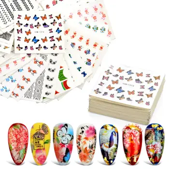 

1 Set Nail Water Sticker Flower Flamingo Beauty Slider Bloom Colorful Plant Pattern 3D Manicure Sticker