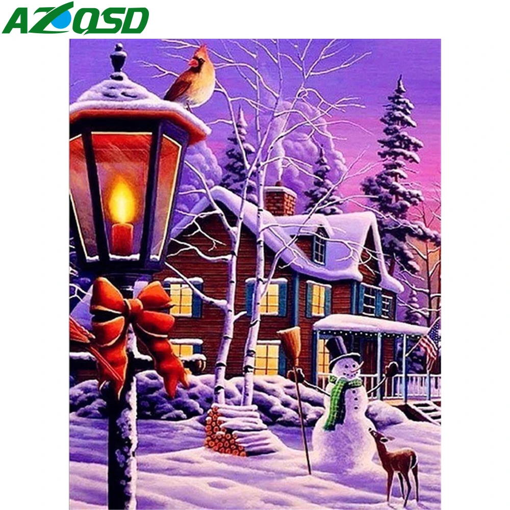 AZQSD 5D Diamond Painting Scenery Handmade Full Square Picture Of Rhinestones Winter Cross Stitch Kits Needlework | Дом и сад