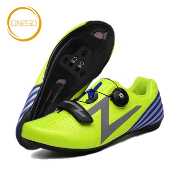 

CINESSD Professional Light Cycling Shoes Reflective MTB Road Bike Shoes Racing Bicycle Shoes Non-Slip Cleat Cycling Sneakers Men
