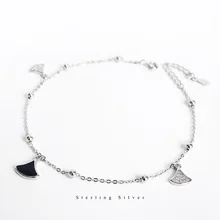 S925 Тонкий серебристый веер ножной браслет в Корейском стиле шикарный Классный женский красный человек Веерообразный браслет на ногу тренд модные части