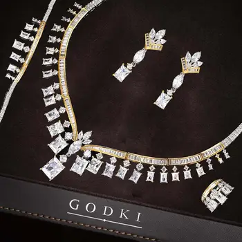 

GODKI Famous Brand 2019 Charms Wedding Jewelry Sets Making Jewelry Sets For Women Statement Necklace Earrings Accessories
