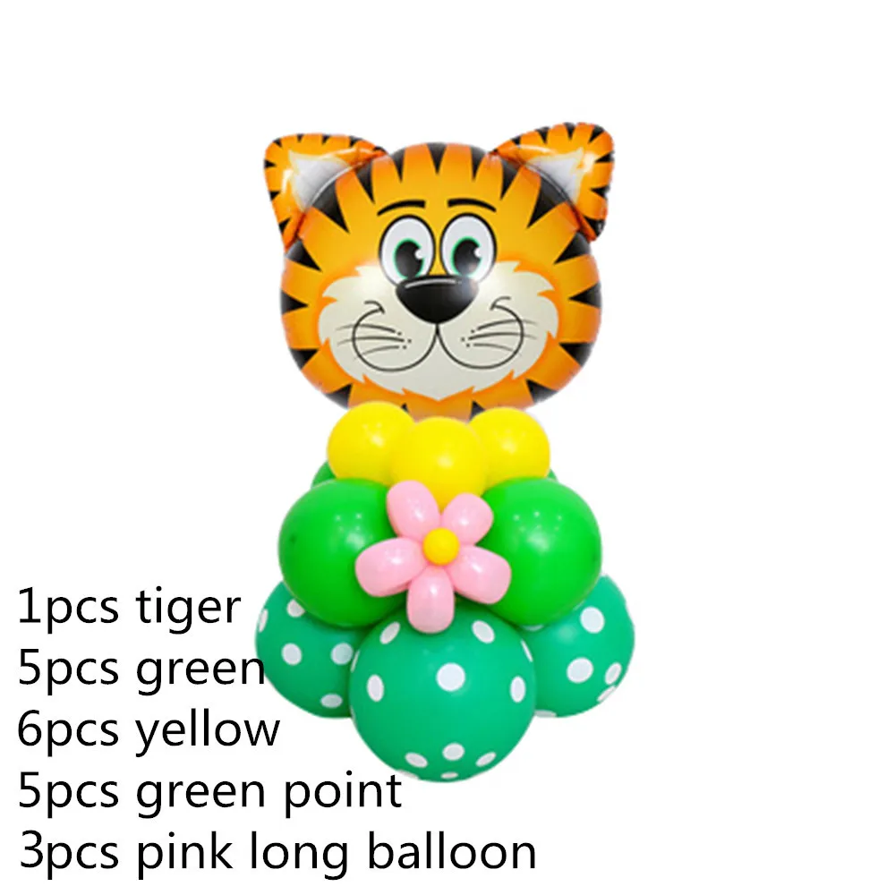 BESTZY 12 Piece Animal Foil Balloon Self Making Animal Head Balloons Latex Safari Jungle Zoo Party Animal Inflated Balloon for Kids Birthday Party Decoration