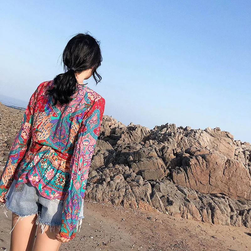 Boho шикарная летняя винтажная Цветочная блузка с заплаткой для женщин 2019 мода