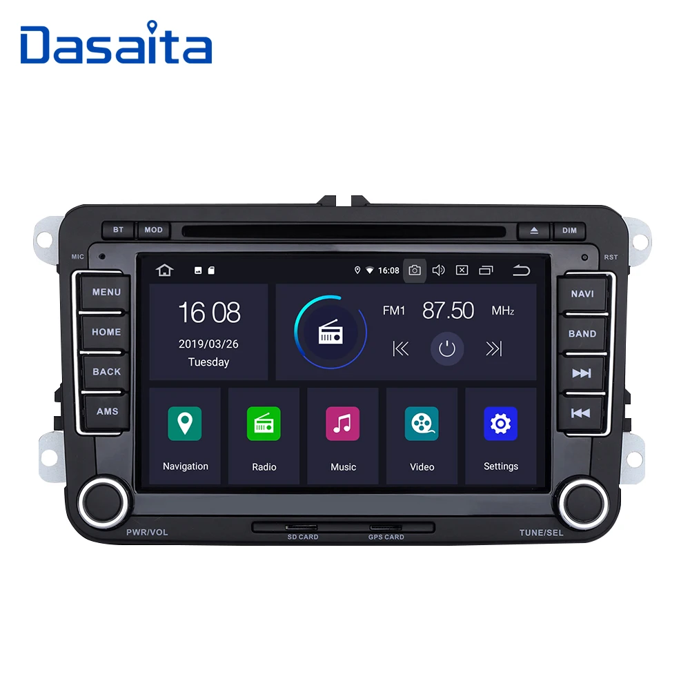 Dasaita 2 din " HD экран Android 9,0 автомобильный dvd-плеер для Volkswagen Golf, Volkswagen Polo для EOS Passat Tiguan gps Bluetooth четырехъядерный 1024*600