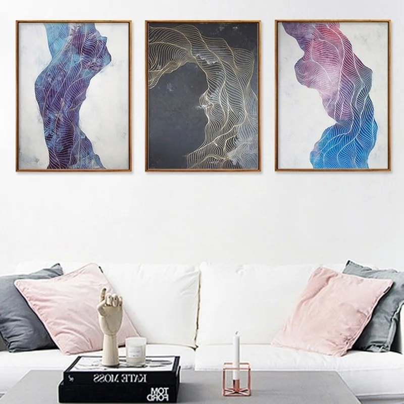 

Hot Sale Fashion Creative Design Colored Abstract Lines Home Decor Canvas Painting HD Spray Painting Unframed Painting Core
