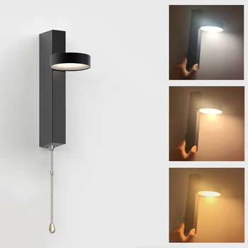 

LED wall lamp with switch 9W bedroom living room Nordic modern wall light aisle study reading sconce white black wall lamps