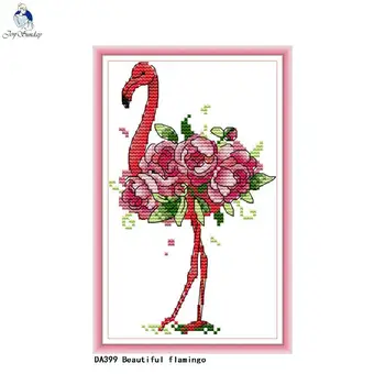 

Beautiful flamingo Paintings Counted Embroidery Home Decor Printed On Canvas DMC 11CT 14CT Chinese Cross Stitch kits Crafts