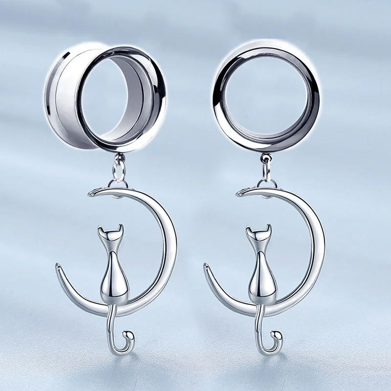 Tunnels D'oreille En Acier Chirurgical - Paire De 2 - Tailles De 0g à 1 Pouce (8mm à 25mm) - Design Coquillage évasé - Noir, Argent, Or