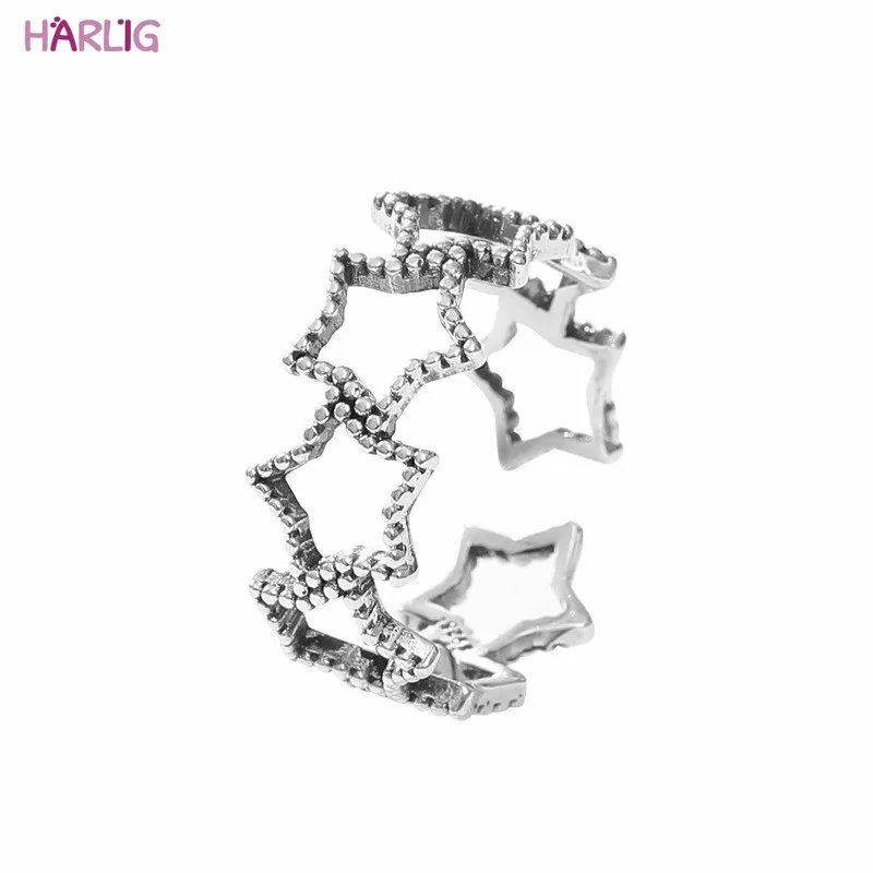 

Vintage resizable sterling silver 925 star ring for women allergy free fashion jewelry