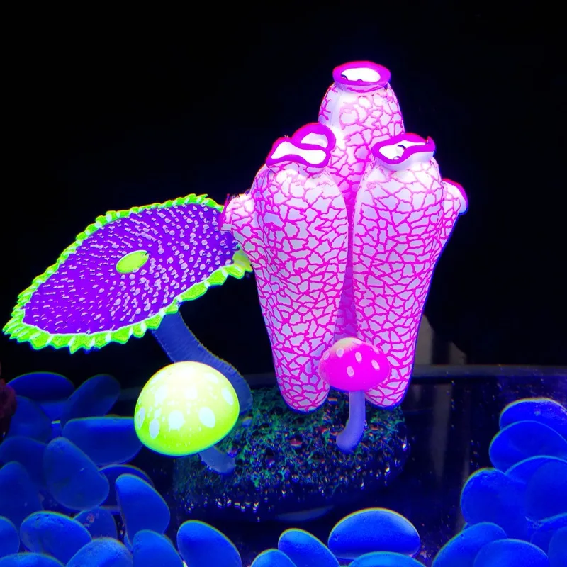 Силиконовые светящиеся искусственные аквариумные растения орнамент для