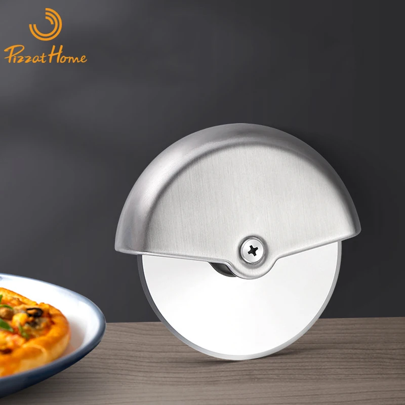 PizzAtHome Stainless Steel Pizza Cutter 8cm Pizza Knife Smooth Rotating Slicer Wheel Round Knife Pasta Cutter Baking Tools