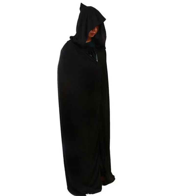 Unisex Hooded Cape Halloween Costume Knight Cloak Black Man Women Full Length Hooded Cloaks Cape Coats Vampire