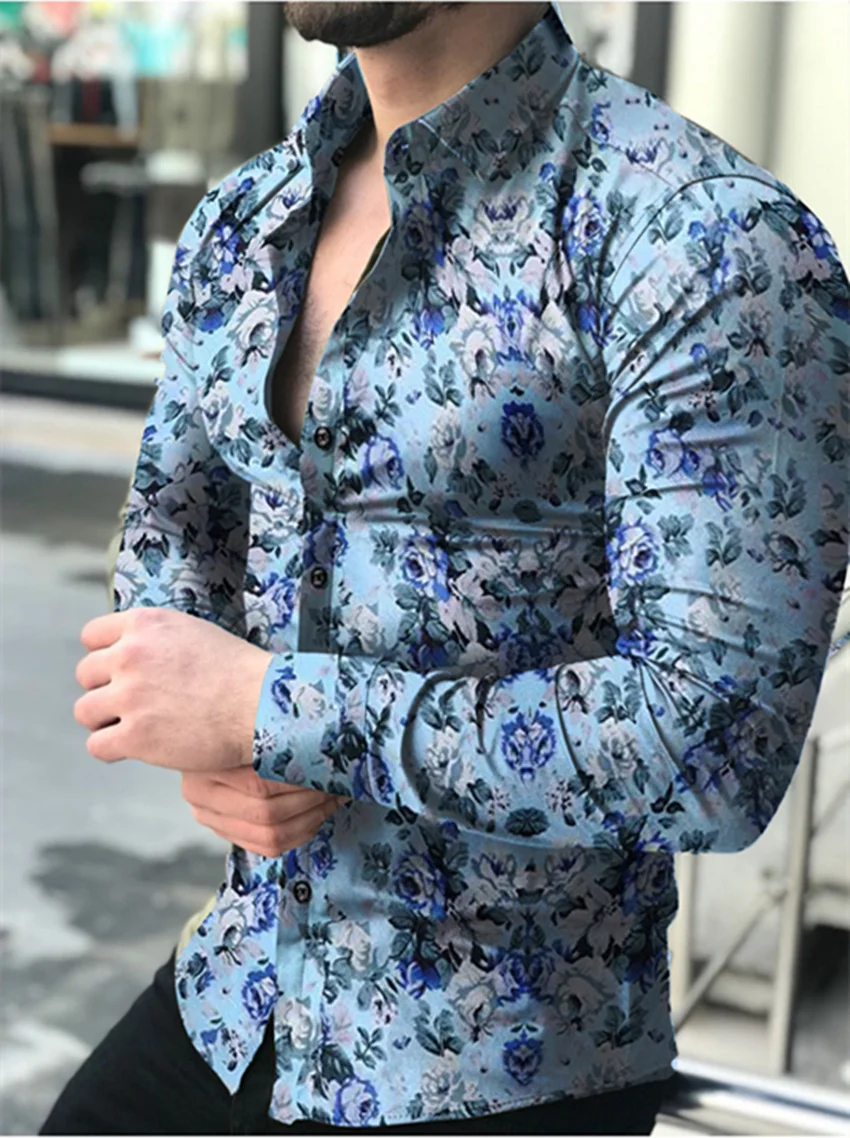 Casual Men Shirt Long Sleeve Europe Style Slim Fit Shirt Men Cotton Floral Shirt Hawaii Button Shirt Top Blouse Male Top M-5XL Casual Men Shirt Long Sleeve Europe Style Slim Fit Shirt Men Cotton Floral Shirt Hawaii Button Shirt Top Blouse Male Top M-5XL