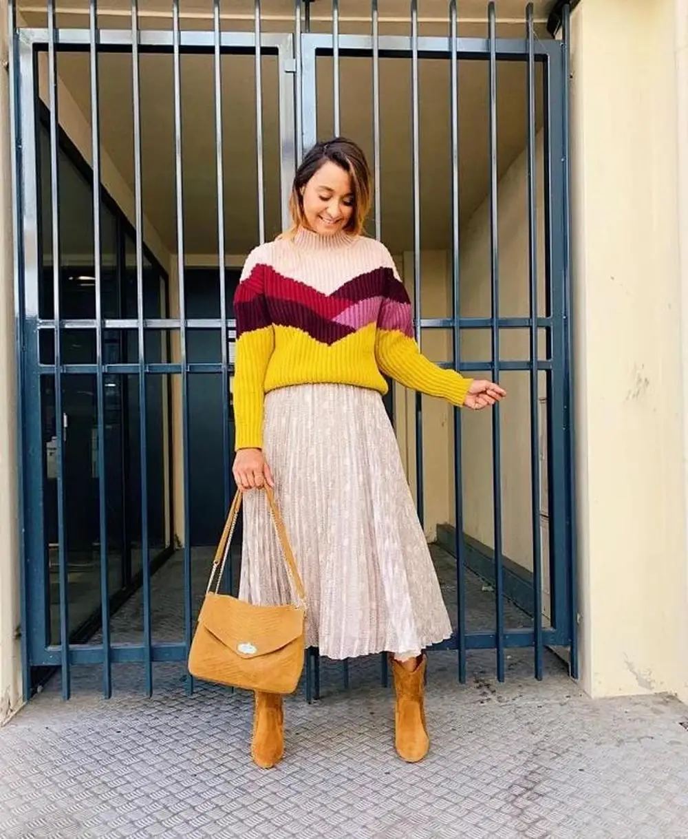 

New 2020 Spring Autumn Multicolor Color Collision Sew Colorblock Matching Stripe Thick Thread Turtleneck Wool Sweater Women