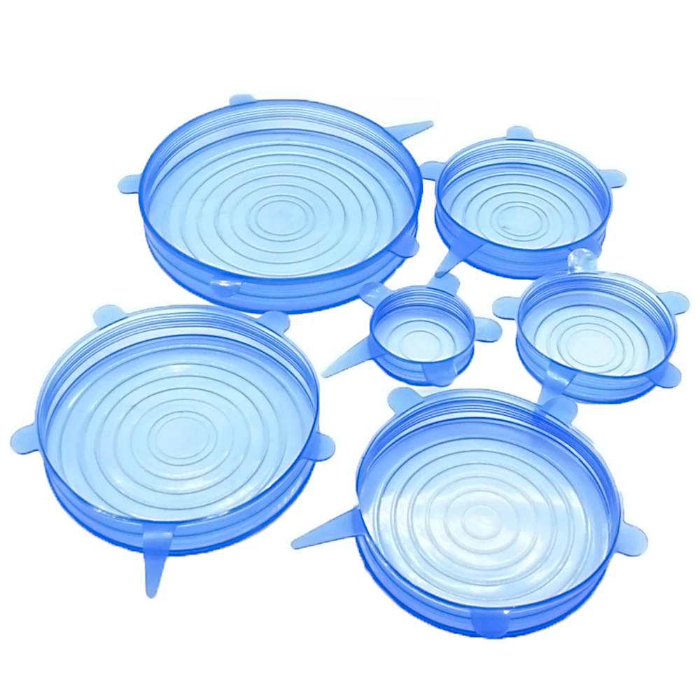 HOOMIN 6 шт Силиконовые эластичные крышки сковороды для приготовления пищи, миски, крышки для кастрюль, многоразовая силиконовая пищевая пленка, сохраняющая свежесть, кухонные инструменты