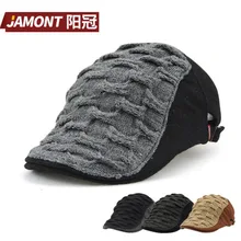 [JAMONT] Мужская Вязаная Шерстяная Шапка-берет, зимняя теплая шапка для мужчин, Кепка с козырьком в виде утконоса, кепка boina Cabbie, шапки для пожилых мужчин