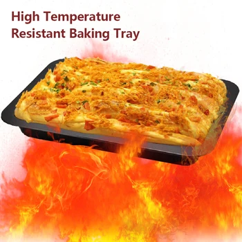 

Rectangular Non-stick Bread Cake Baking Tray Baking Tray Oven Multi-purpose Black Baking Tray Diy Baking For Kitchen Tool
