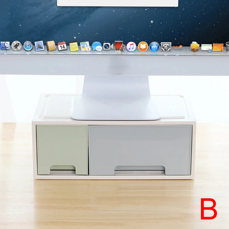 New LCD Monitor Stand Bracket with Office Drawer Storage Box Storage Box Organizer for Desktop GK99 - Цвет: B