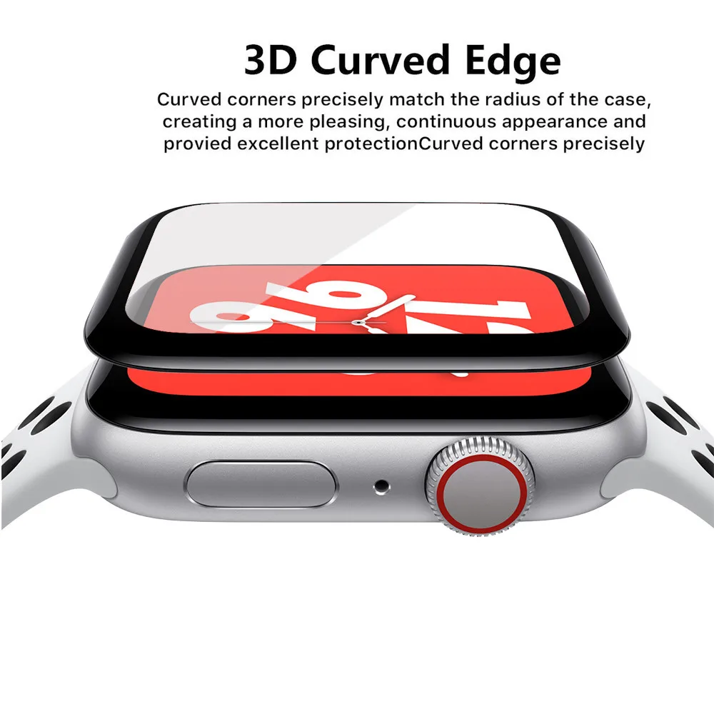 3D изогнутое закаленное стекло для Apple Watch Series 4 44 мм Защитная пленка для экрана полное покрытие защитное стекло без пузырьков 9h glas