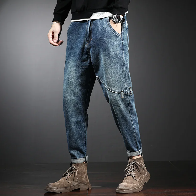 ICCLEK 2021 Fall New Jeans Men's Jeans Loose Straight Pants Harem Pants Fashion Casual Pants Jeans for Men  Mens Jeans