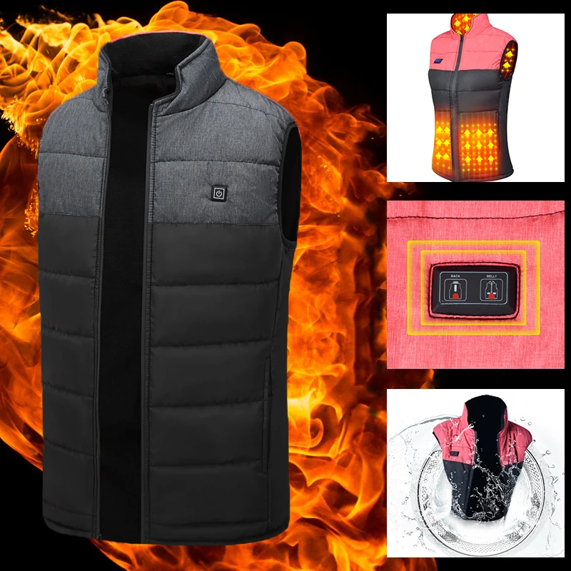 

Heated Vest Men Electric Heating Vest Thermal Warm Heating Clothes Outdoor Fishing Vest Winter Usb Heated Winter Jacket