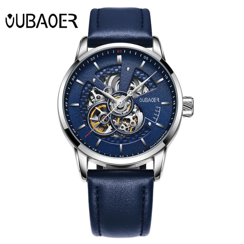 

Automatic Analog Watch Leather Belt MEN'S Watch Men Hollow out Back through Watch Sports Watch