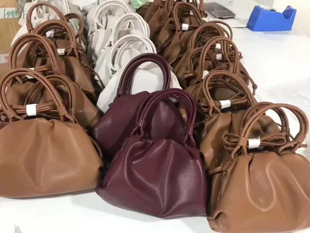 

by H 2019 Winter Collection Brown Purse Genuine Leather Factory Price Women's Shoulder Bag Draw String Cloud Bag Designer Hobo