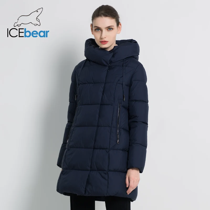 ICEbear Новая зимняя женская куртка Высокого качества женское пальто Стильная повседневная куртка Зимная ветрозащитная теплая куртка Женская парка Бренд женской одежды GWD18222I