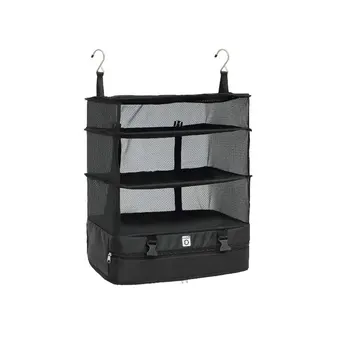 

Portable Travel Storage Bag Hook Hanging Organizer Wardrobe Clothes Storage Rack Holder Travel Suitcase Shelves