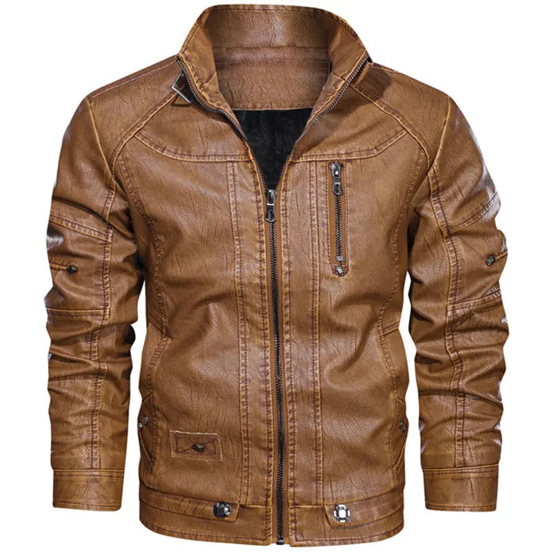 

Leather Rider PU Jacket Men Casual Outwear Coat Windbreaker Motorcycle Leather Jackets Male European Size Drop Shipping