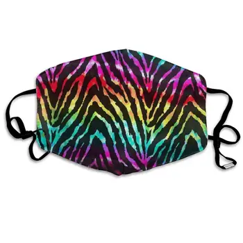 

MJIUINBD Colorful Rainbow Zebra Print Face Shield Dust Face Shield for Dust Mouth Shield Anti-Dust Shield Adjustable Earloop