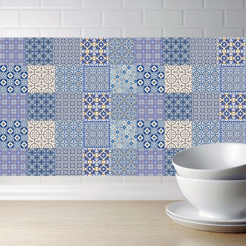 

Decorative Retro Europe Style Tiles PVC Tile Stickers,Retro Wall Art Decal,Adhesive Waterproof Kitchen Bathroom Decor