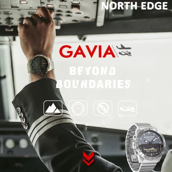 

NORTH EDGE Men ́S Diving Sport Digital Watch 200M Army Luxury Full Steel Business Altimeter Barometer Compass