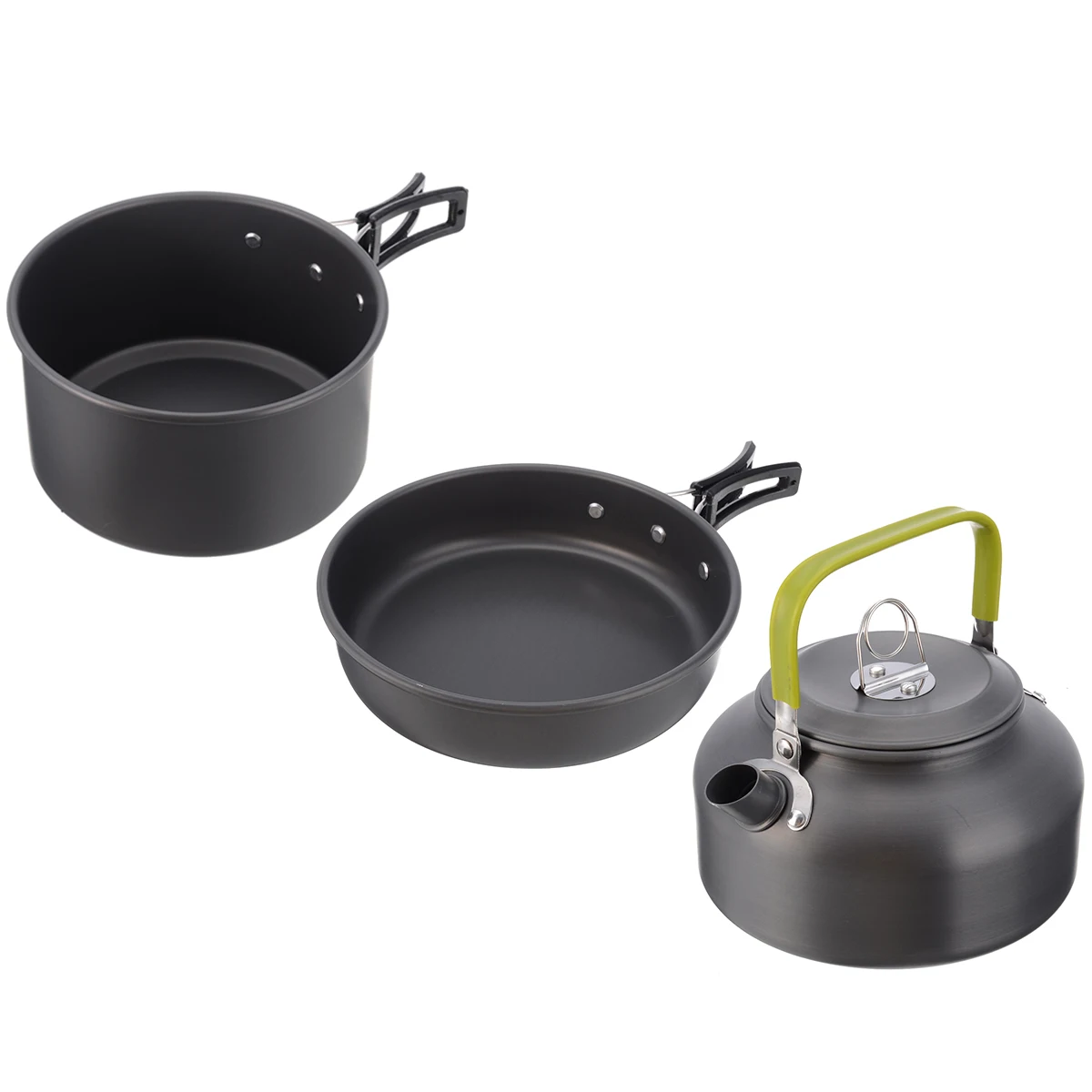 Camping Cookware Cooking Pots Frying Pan Set + Kettle 2-3 Person Utensils Outdoor Tableware