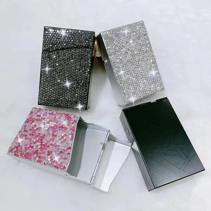 Damen Zigarettenetui Gold - Diamant Besetztes Etui Für 20 Zigaretten