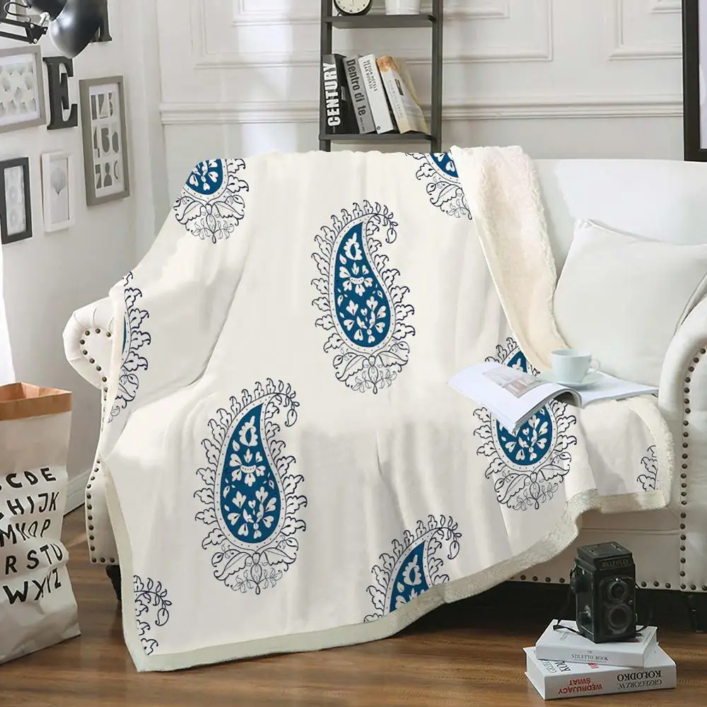 Paisley шерпа одеяло этнический фланелевый флис двустороннее богемный диван