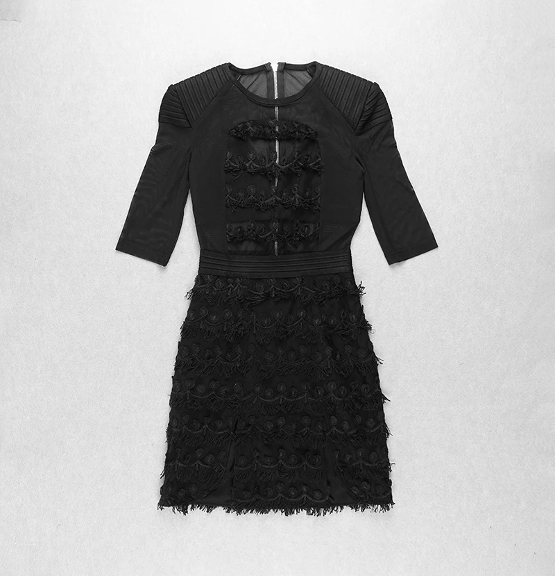 Летнее горячее новое поступление, Сетчатое комбинированное платье с кисточками, с короткими рукавами и круглым вырезом, вечерние мини-платья знаменитостей