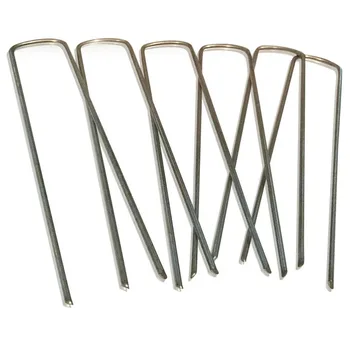 

100pcs 6 inch 11 Gauge Anti-Rust Contractor Grade Heavy Duty Galvanized Professional Metal Sod / Landscape / Garden / Lawn / Edg