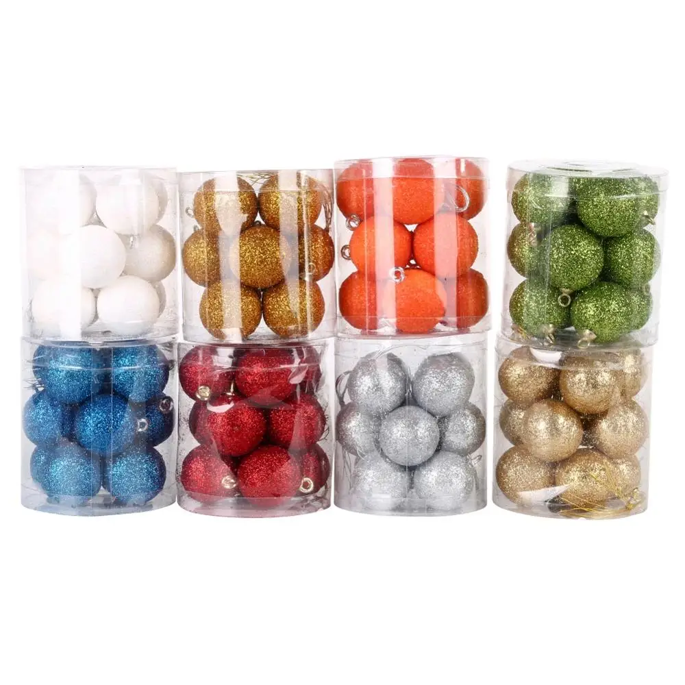 12pcs Christmas Baubles Glitter Chic Round Balls Ornament New Year Tree Decorations | Дом и сад