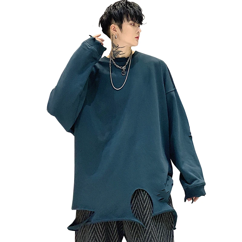 M-XL! темная индивидуальность; бренд; стиль для волос; тренд; неровная Мода; дизайн с дырками; Мужская свободная куртка