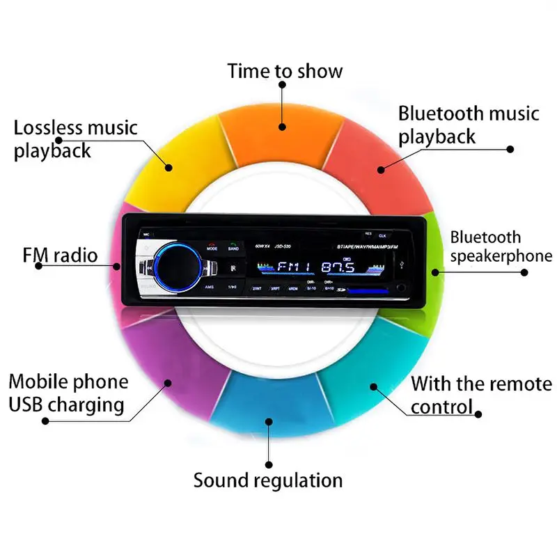 1 Din автомагнитола 12 в MP3 музыкальный плеер Автомобильный стерео USB Bluetooth Aux вход TF карта Авторадио автомобильный